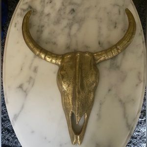 Western bull skull wall decor brushed gold